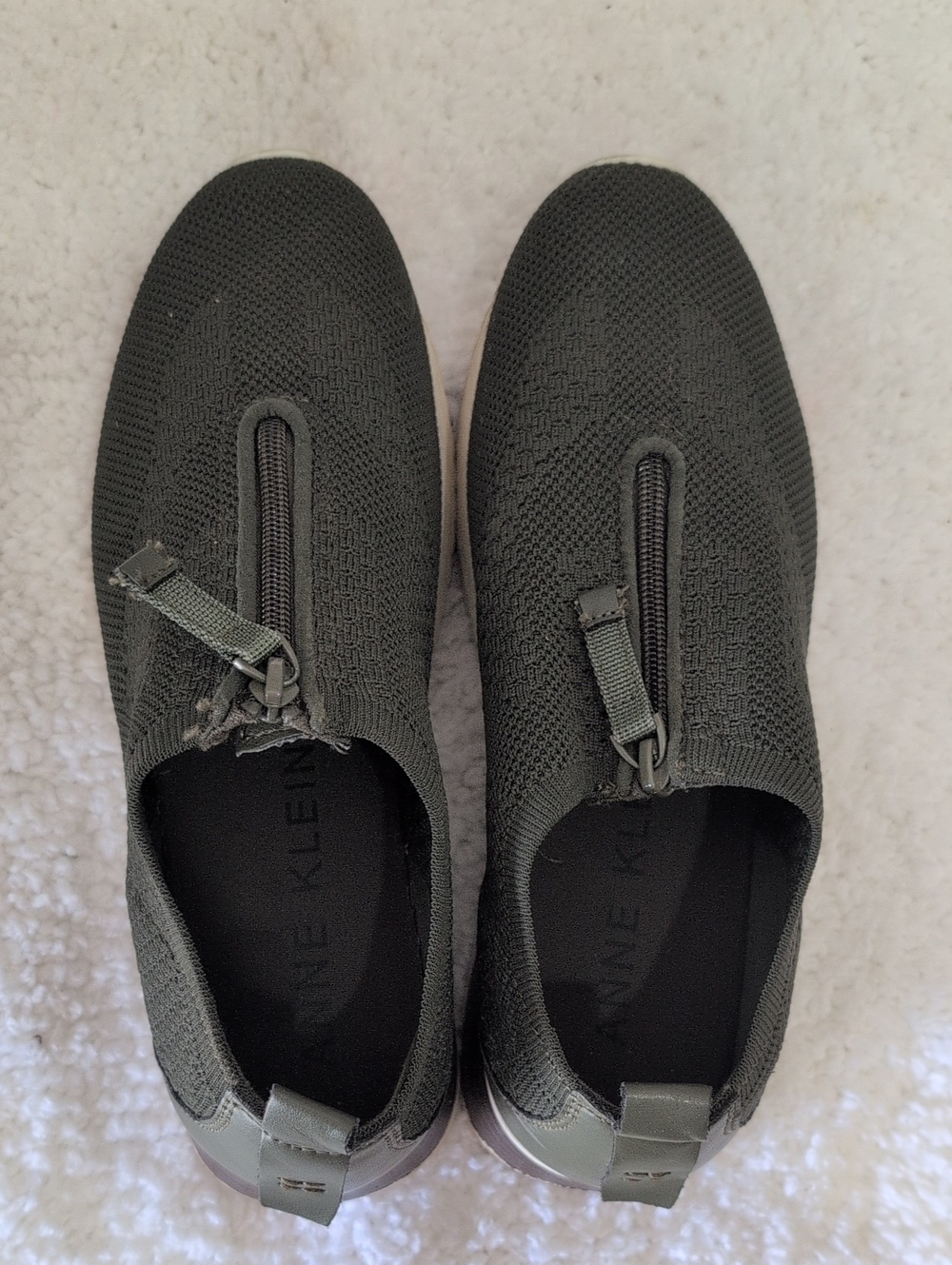 Anne Klein Men's Slip-On Knit Loafers in Dark Olive